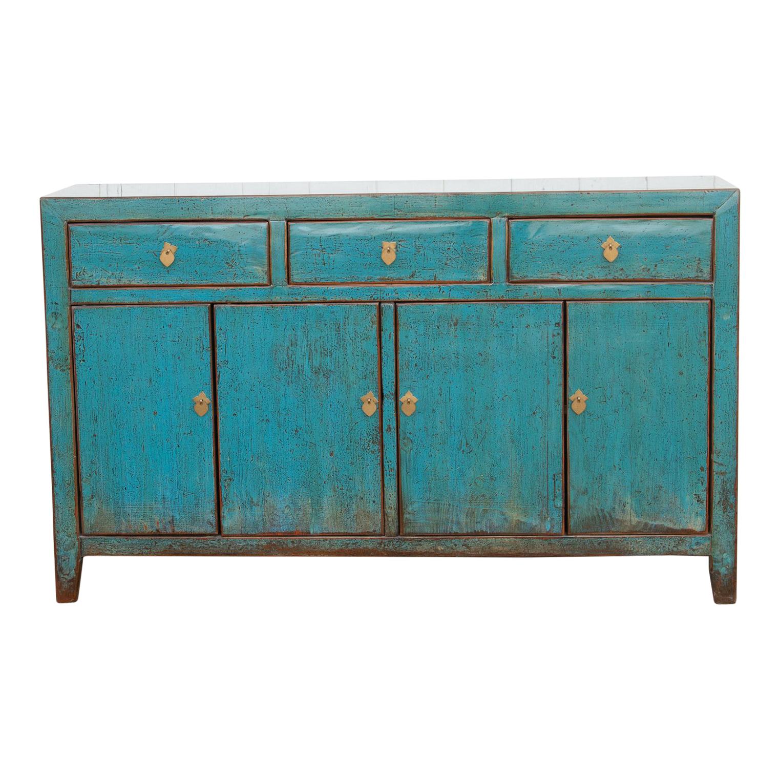 Lacquered Blue Topaz Asian Sideboard~P77688499