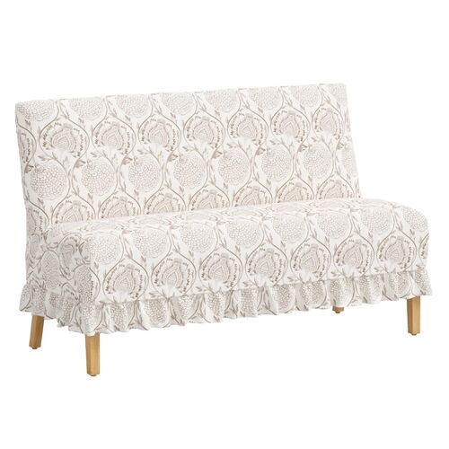 Maggie Ruffle Slipcover Dining Banquette, Ranjit Floral Maggie Ruffle Slipcover Dining Banquette, Ranjit Floral