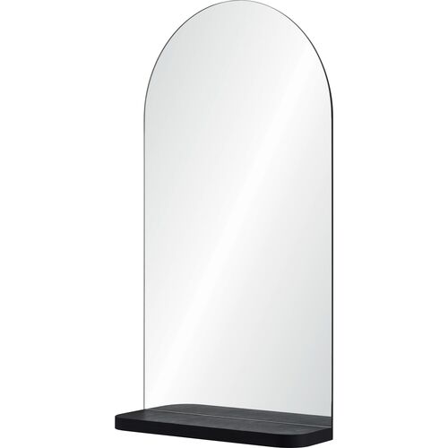 Misty Arched Wall Mirror w/ Shelf, Black