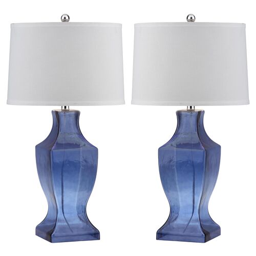 S/2 Menlow Table Lamps, Frosted Blue~P46313591