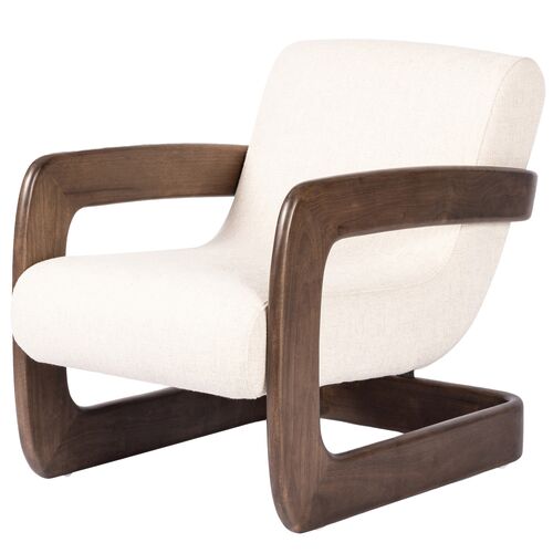 Mateo Accent Chair, Vintage Parawood/Cream Performance