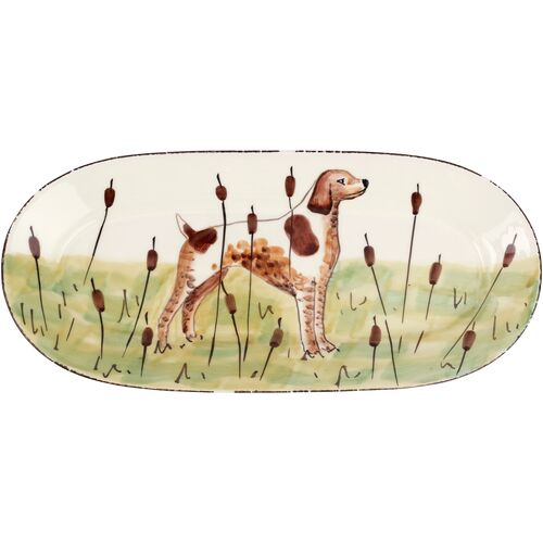 Wildlife Spanial Oval Platter, Multicolor