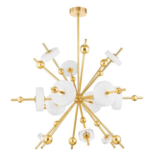 Adrian Sputnik Chandelier, Opal Glass/Aged Brass