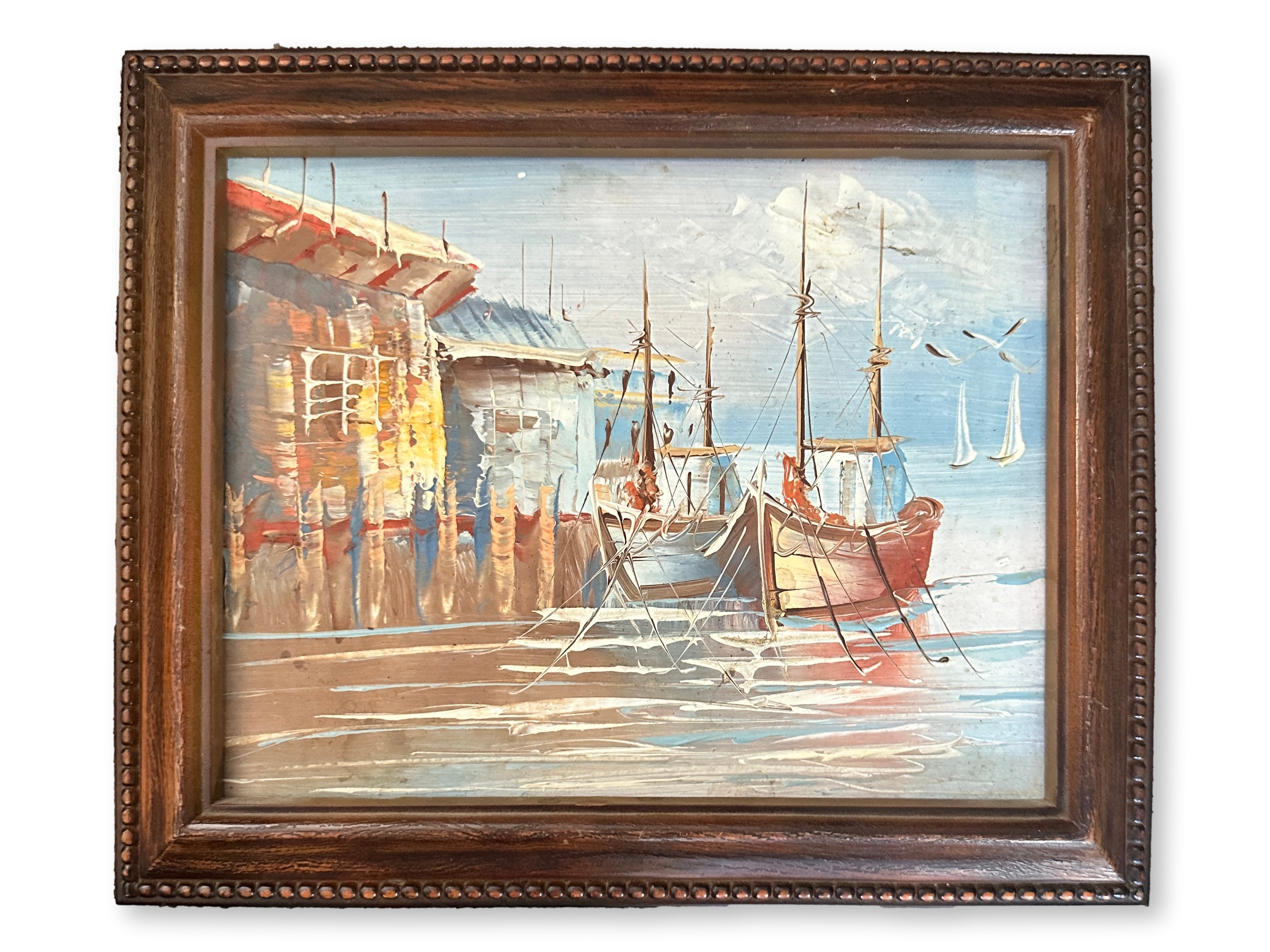 Small Early 1900s French Harbor Painting