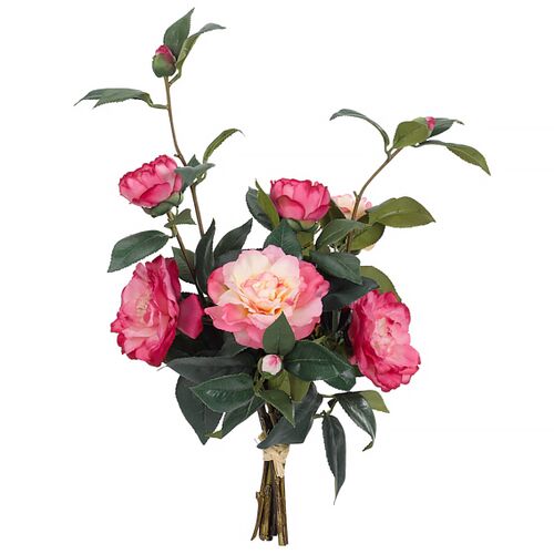18" Pink Camellia Arrangement Drop In Stems, Faux
