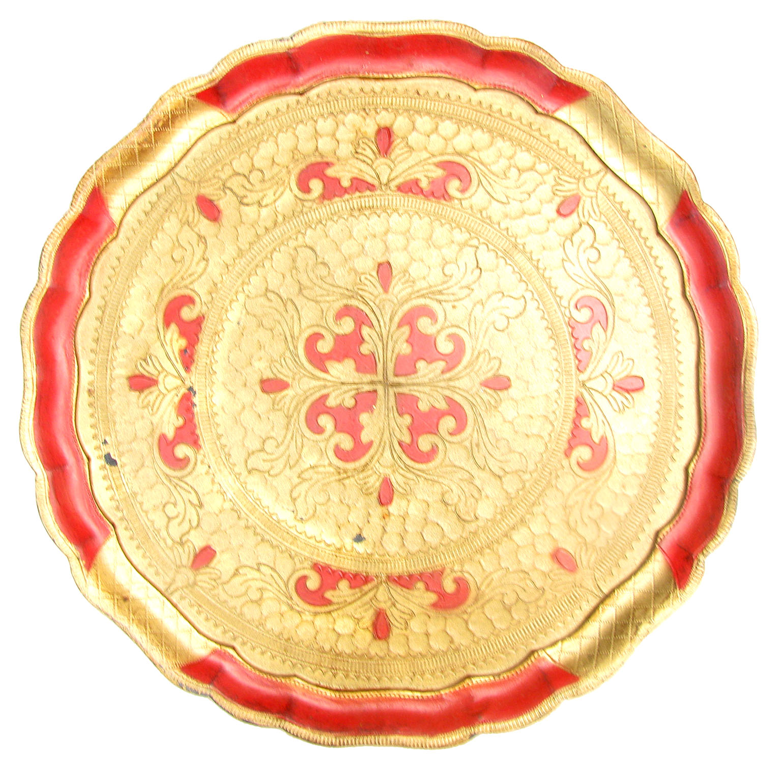 Red & Gold Italian Florentine Tray~P77647980