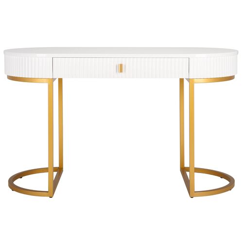 Valiant Modern Desk, White/Gold