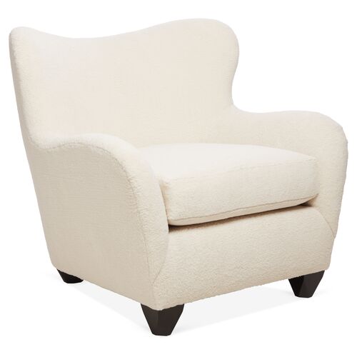 Zola Curved Wingback Chair, Cream Sherpa~P77497549