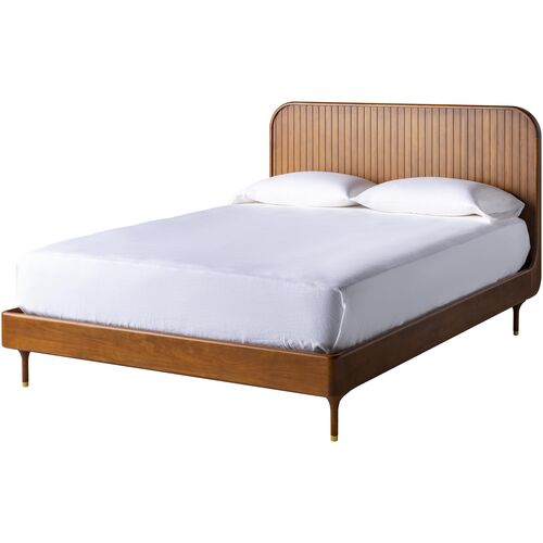 Yandel Queen Wood Bed, Brown