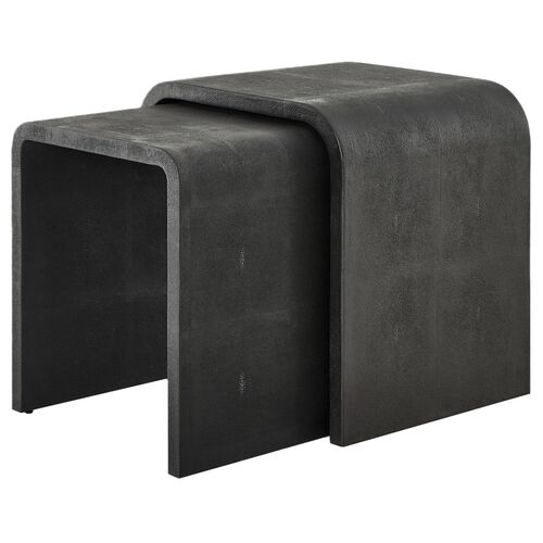 S/2 Ilaria Side Tables, Black/Gray