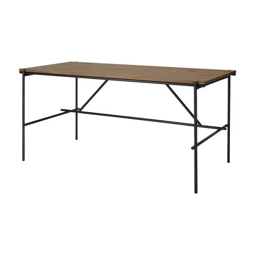 Oscar Cable Management Teak Desk, Natural/Black