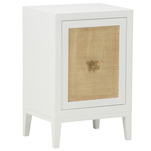 Mariposa Butterfly Raffia Side Table, White