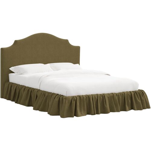 Maggie Ruffle Elegant Platform Bed, Linen