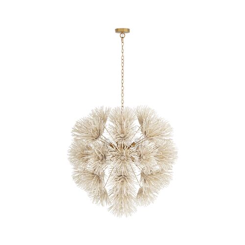 Winona Rattan Chandelier, Gold