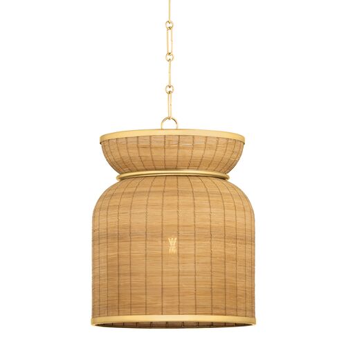 Winston Rattan Pendant, Natural/Aged Brass Winston Rattan Pendant, Natural/Aged Brass