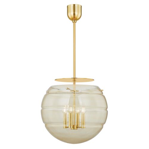 Romina Glass Globe Pendant, Champagne/Aged Brass