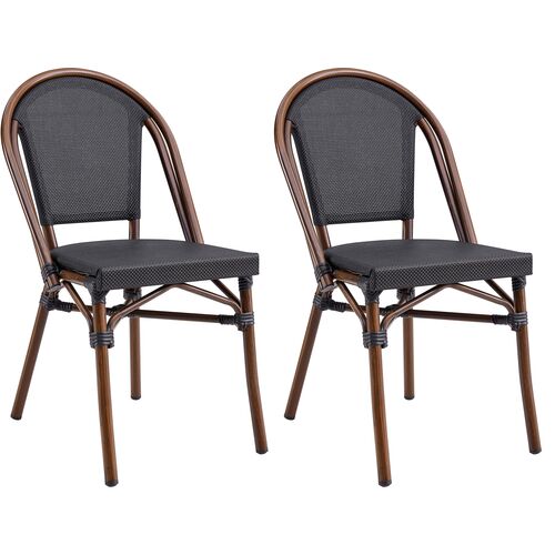 S/2 Joel Outdoor Stacking Side Chairs, Black~P77647648
