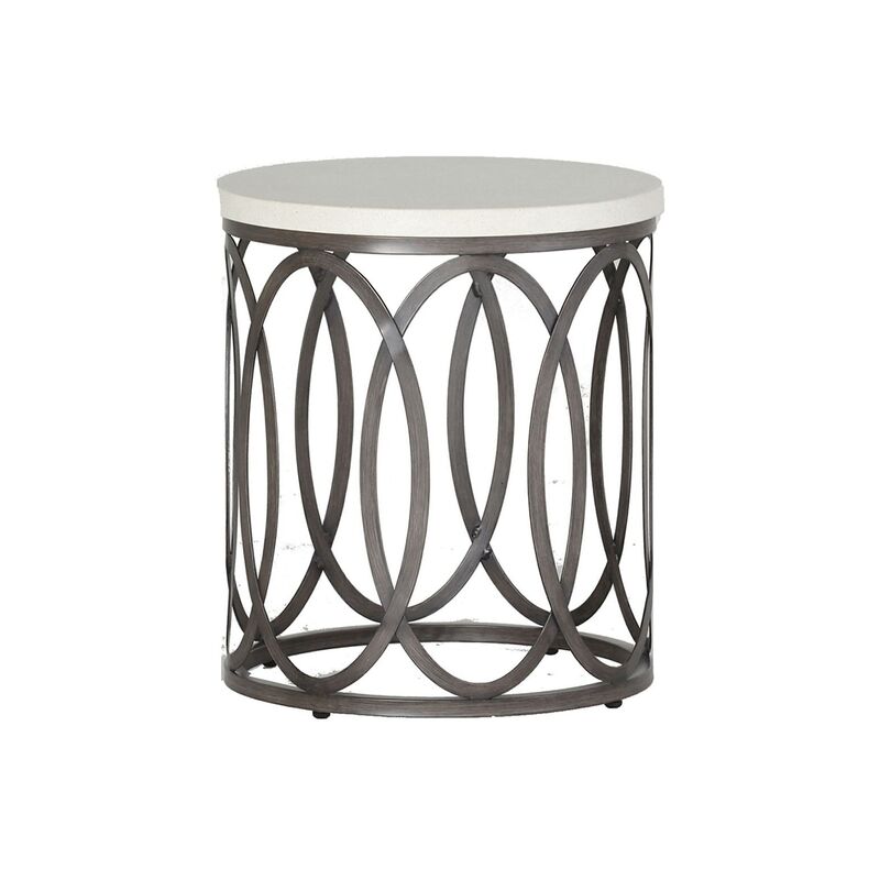 Ella Outdoor Side Table, Slate Gray/White Superstone