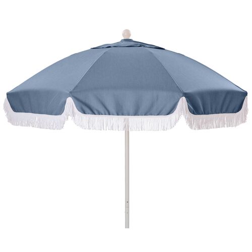 Elle Round Patio Umbrella, Ocean/White~P77524362