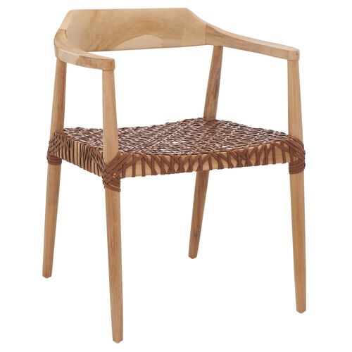 Francesca Leather Accent Chair, Cognac~P77648090