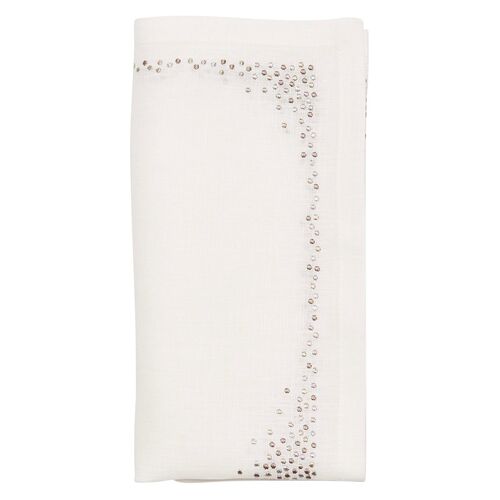 S/4 Pin Dot Napkins, White, Natural & Gray S/4 Pin Dot Napkins, White, Natural & Gray