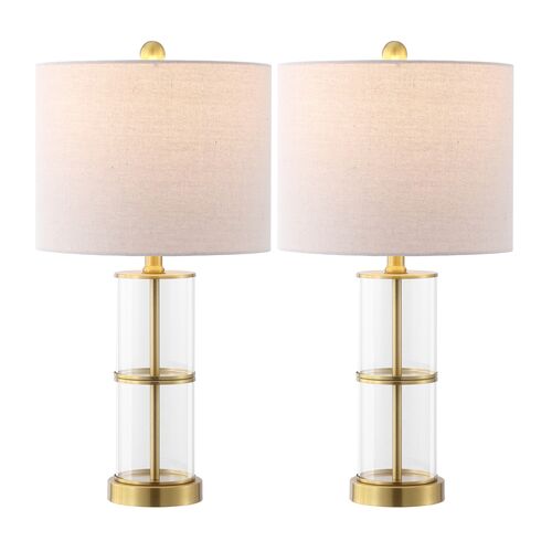 S/2 Caela Table Lamps, Clear/Brass S/2 Caela Table Lamps, Clear/Brass