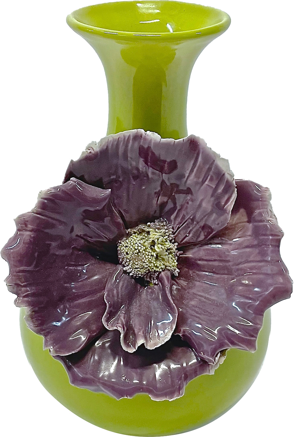 Floral Abstract Majolica Style Vase~P77661970