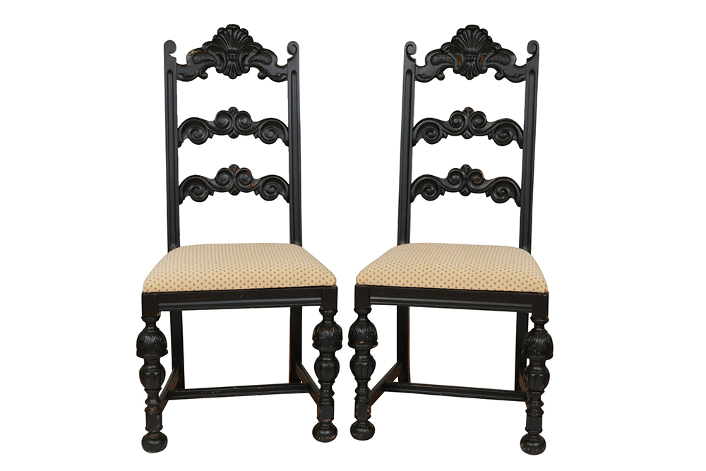 William & Mary Ladderback Chairs, a Pair~P77645848