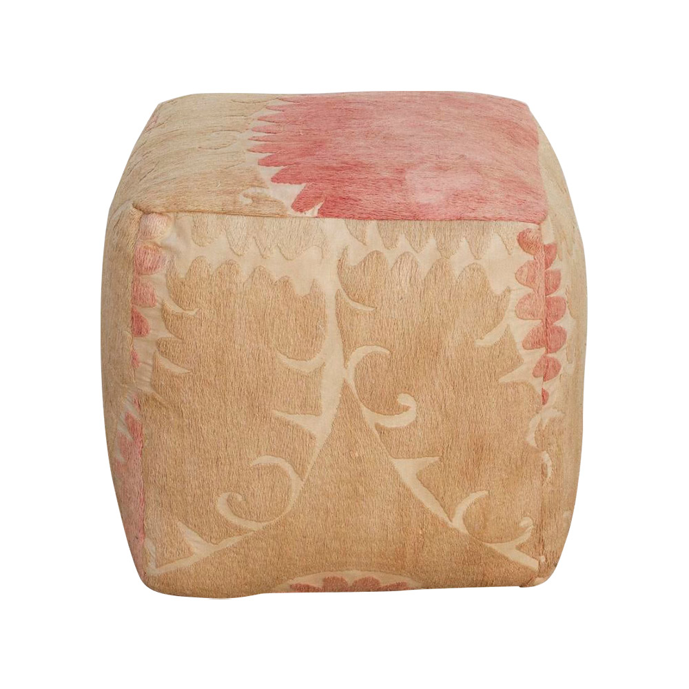 Osh Antique Suzani Cube Ottoman~P77698774