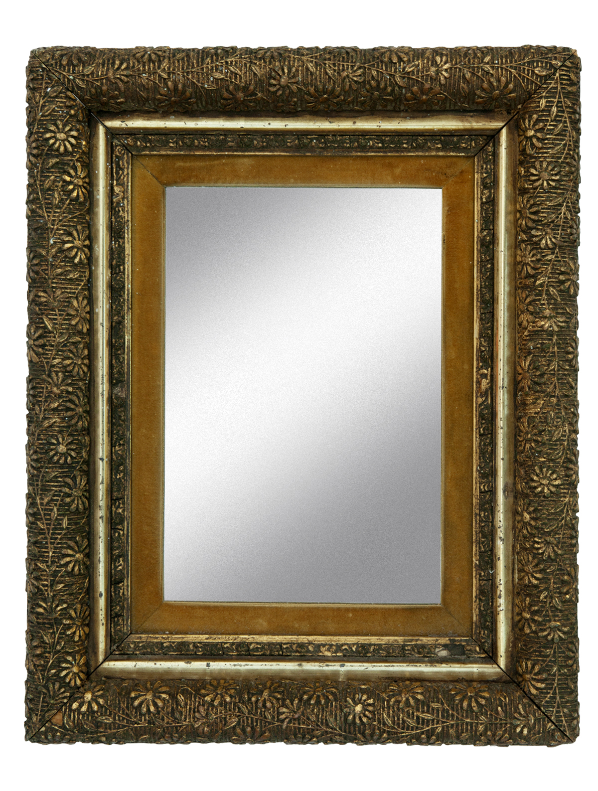 Victorian Gilt Gold Mirror/Velvet Insert