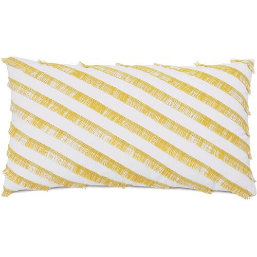 Faye 15x26 Outdoor Lumbar Pillow, Yellow/White~P77646552