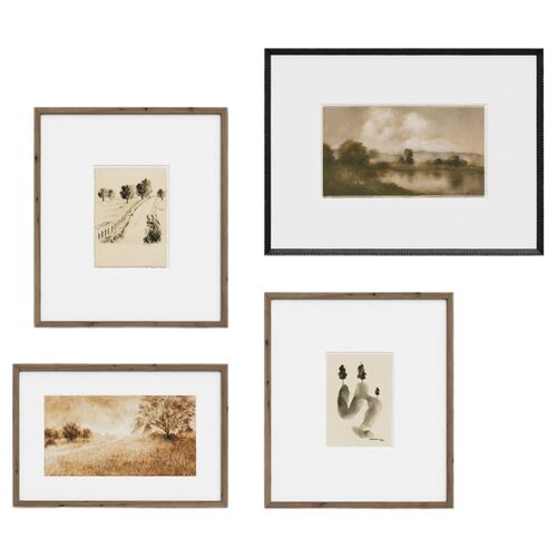 48" x 56" Amber Morning Gallery Set, Rustic Walnut Frame 48" x 56" Amber Morning Gallery Set, Rustic Walnut Frame