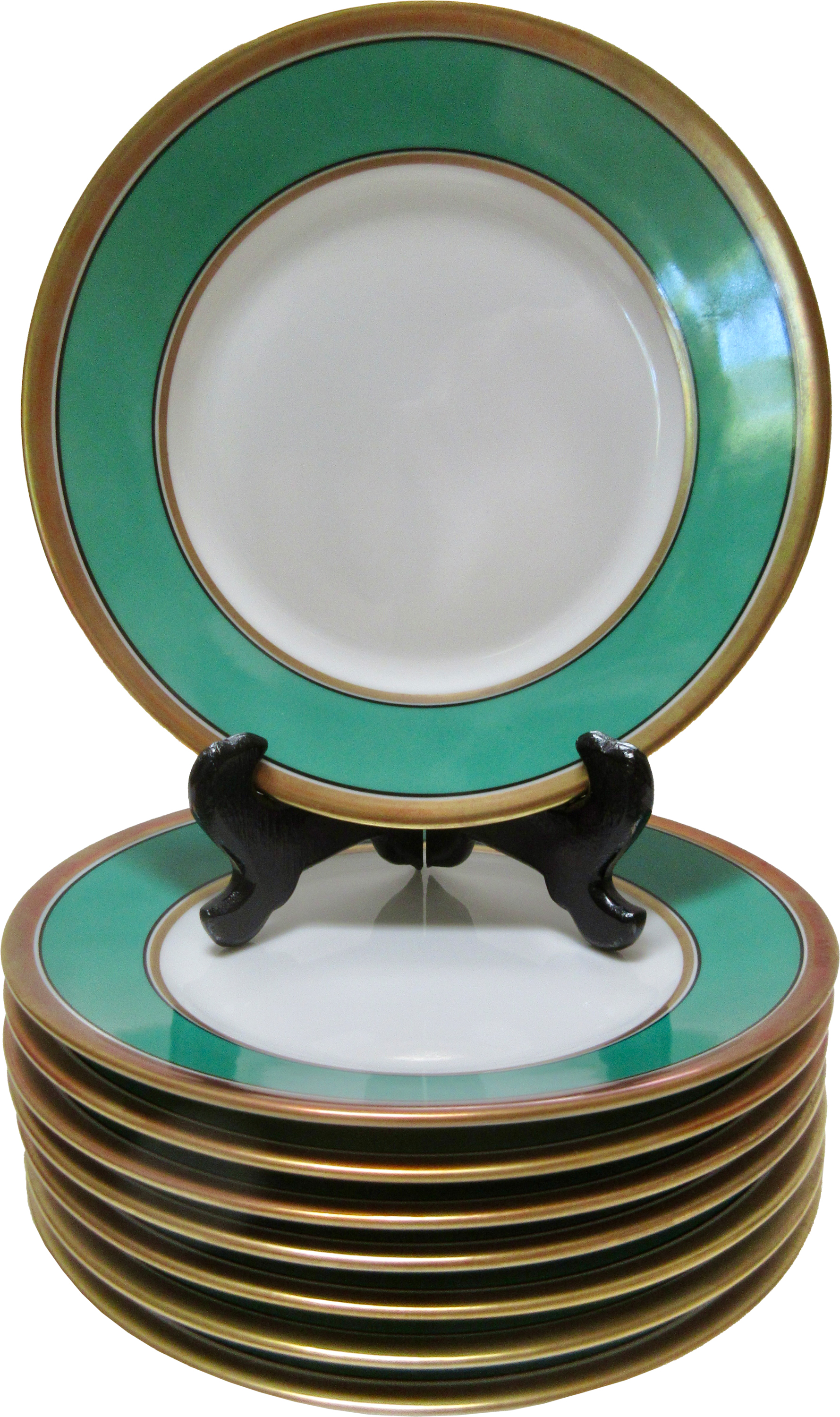 Ginori Emerald Green Contessa Plates S/8~P77658084