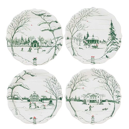 S/4 Country Estate Winter Frolic Party Plates