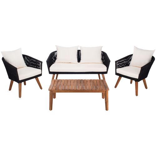 Halcyon 4-Pc Outdoor Rope Lounge Set