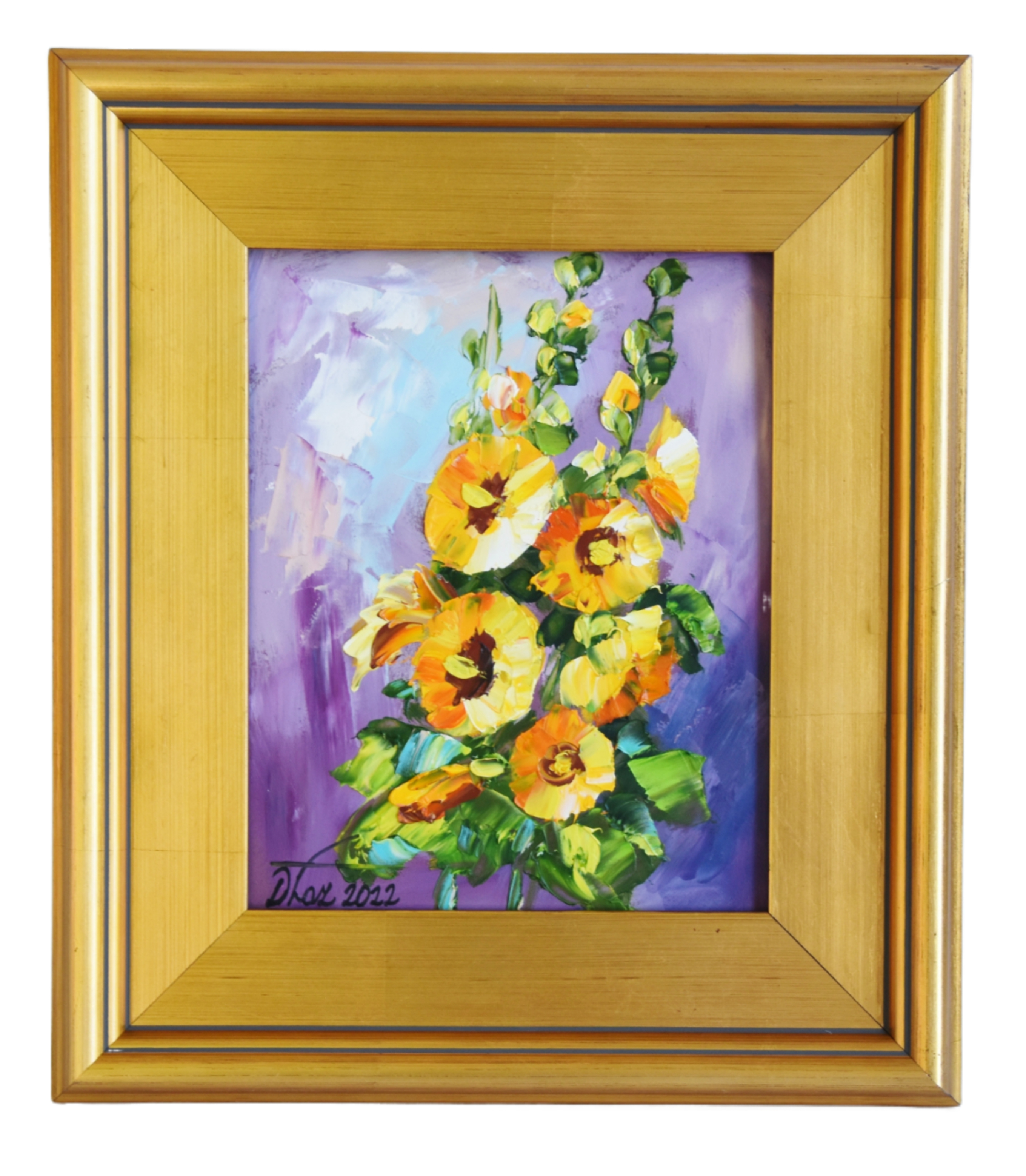 Impressionist Floral Hollyhocks Painting~P77660806