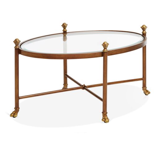 Edyth Oval Coffee Table, Antiqued Gold~P77141844