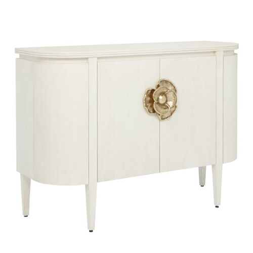 Briallen Demilune Cabinet, Cerused White/Brass