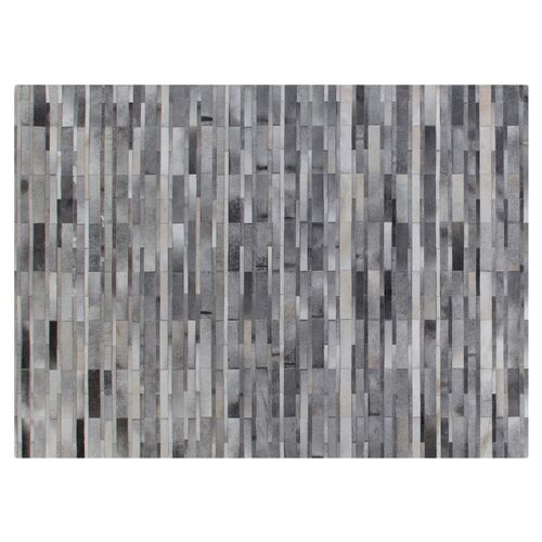 Stitched Tile Hide Rug, Gray~P76078315