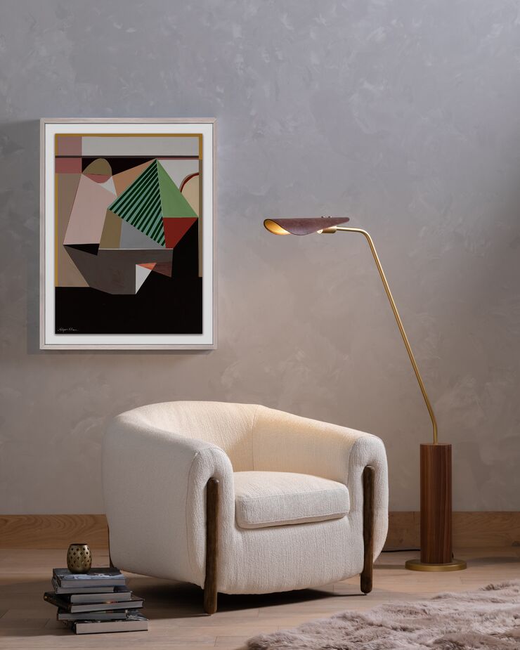 The Renee Performance Accent Chair and the Luca Floor Lamp.
