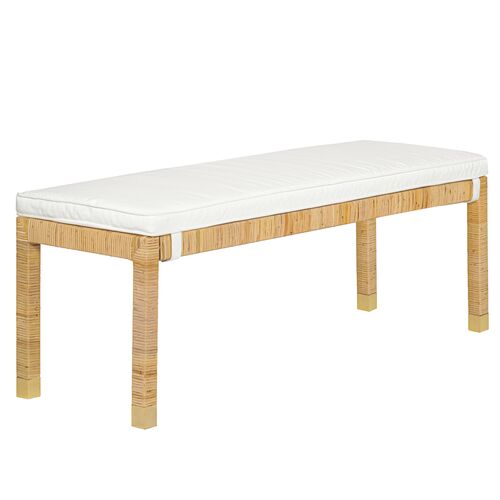 Valentino Rattan Bench, White Performance