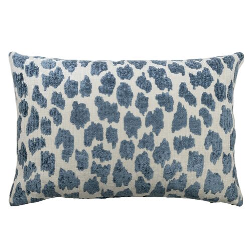 Charlotte 16x24 Chenille Animal Lumbar Pillow, Blue/Cream