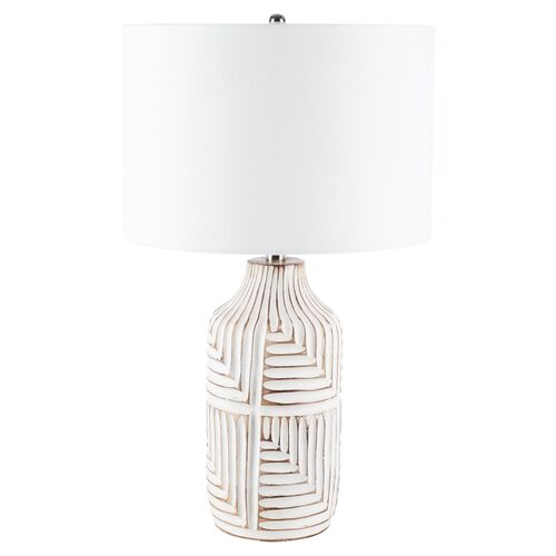 Dakota Carved Table Lamp, Ivory~P111124746