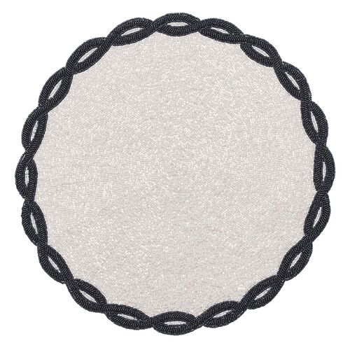 S/4 Infinity Placemats, White & Navy