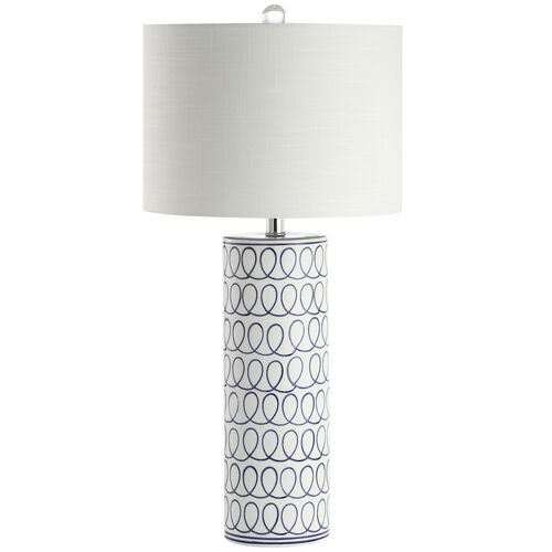 Lochlyn Table Lamp, White/Blue