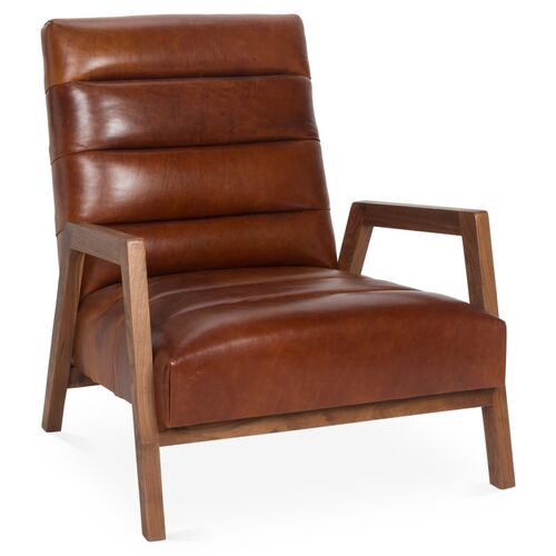 Gracie Channel Accent Chair, Leather~P77293740