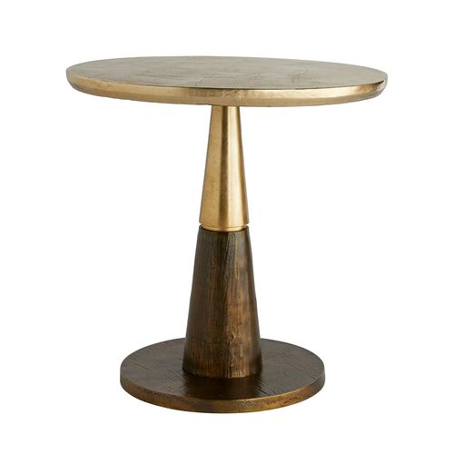 Rochester Round Aluminum Side Table, Gold