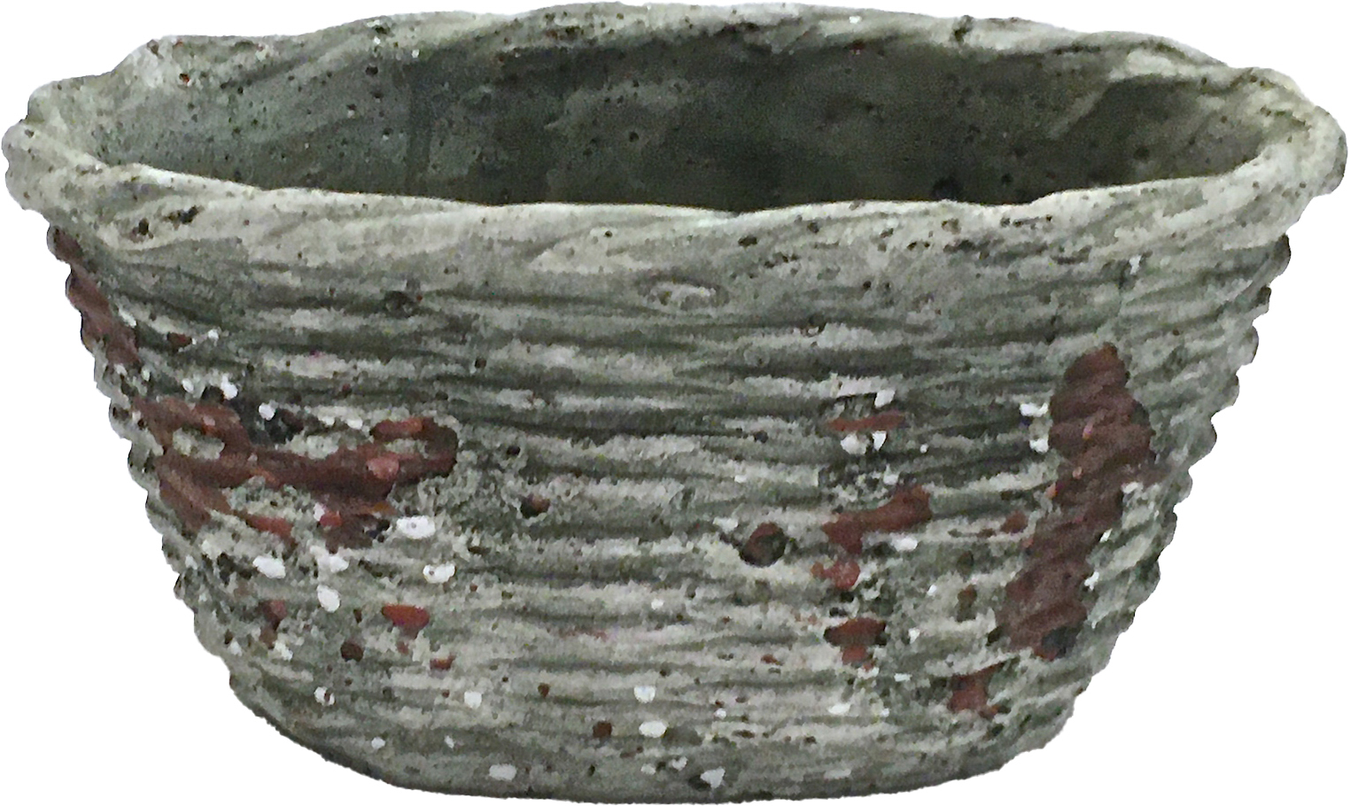 Faux Bois Style Ceramic Basket Cachepot~P77662705