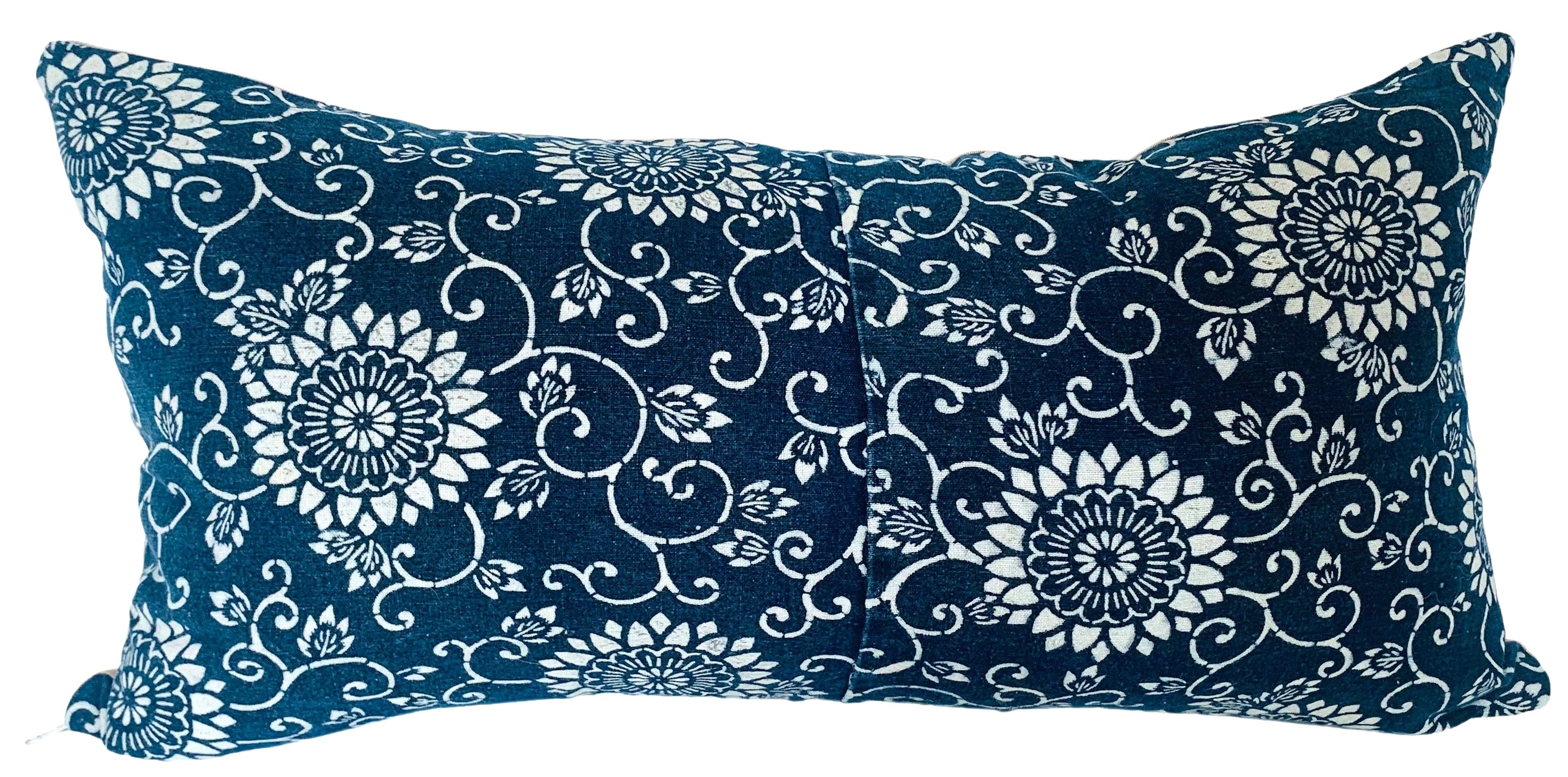 Japanese Indigo Kata-Zome Lumbar Pillow~P77659996