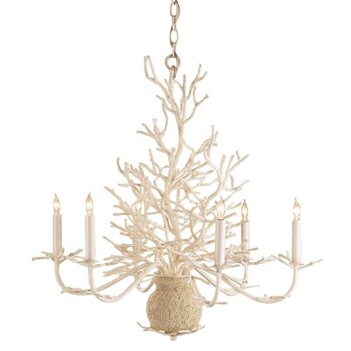Seaward Small Chandelier, White Coral/Natural Sand~P77594701